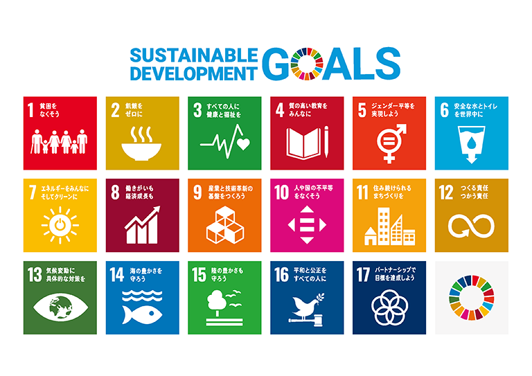 持続可能な開発目標（SDGs）の17のゴールを示すカラフルなアイコン一覧